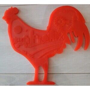 Handmade Red Rooster With Windmill Farm Scene Inside 9 1/2" X 9" Home Decor